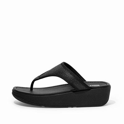 Fitflop Lulu Woven Toe-Post Sandalen Dames Zwart Nederland-73280